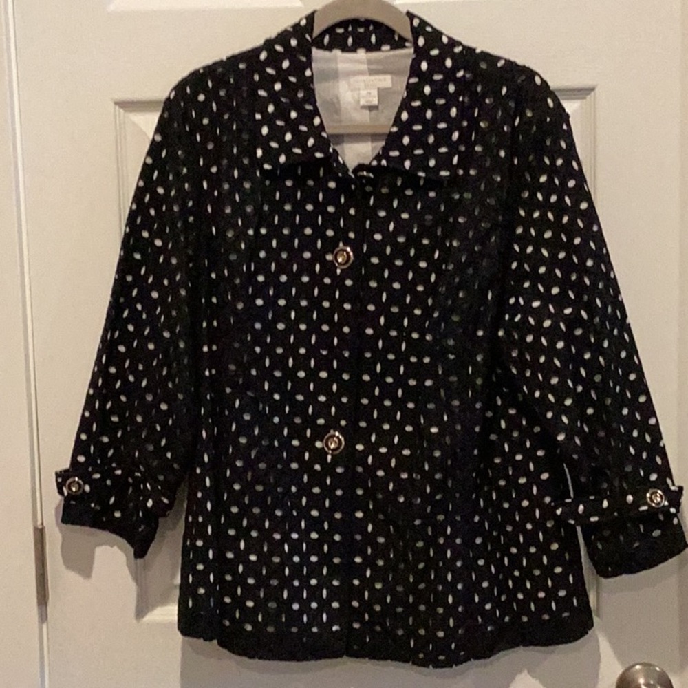 Charter Club Black and White Polka Dot Blazer